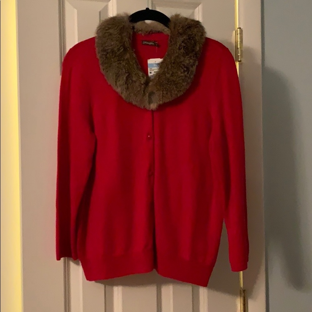 J. McLaughlin Feeney cardigan, removable fur trim